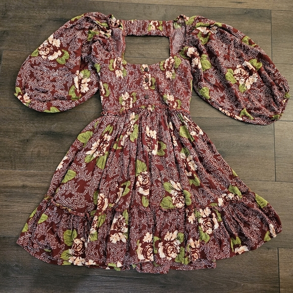 NWT Free People Floral Burgundy Dress - Size XS - Picture 8 of 16